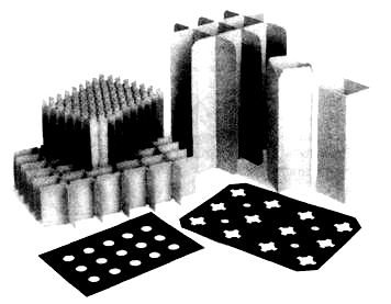 Примеры разделителей и решеток из плоского фибрового картона