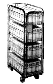 Решетчатый контейнер (колесная клеть), используемая для доставки продуктов в точки реализации
